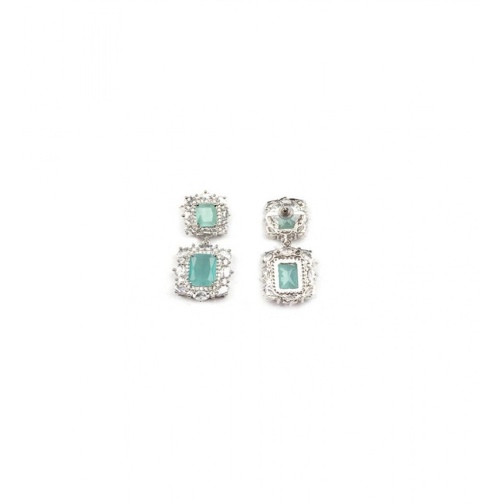 Women's Brass Silver Plated Pendant Set (Mint) - Image 2