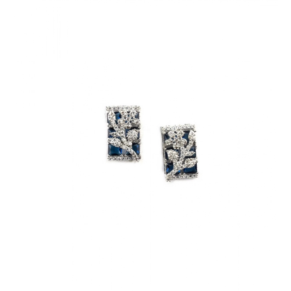 Women's Brass Silver Plated Pendant Set (Blue) - Image 2