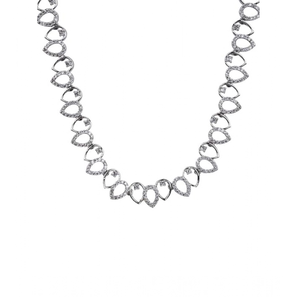 Women's Brass Silver Plated Necklace set (Silver) - Image 3