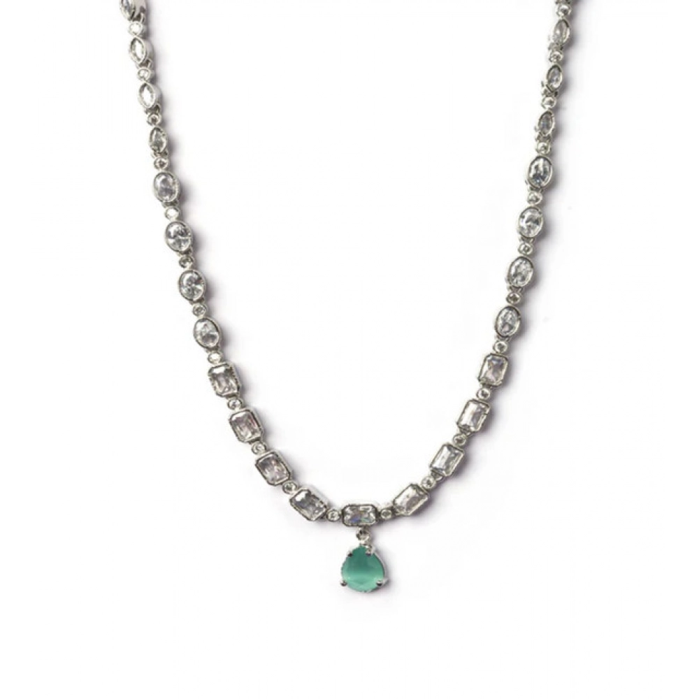 Women's Brass Silver Plated Necklace set (Turquoise) - Image 3