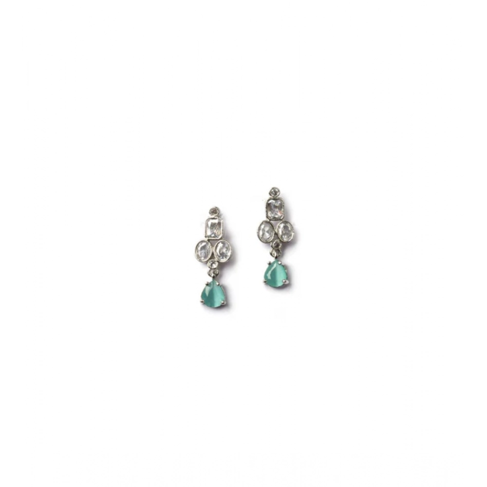Women's Brass Silver Plated Necklace set (Turquoise) - Image 2