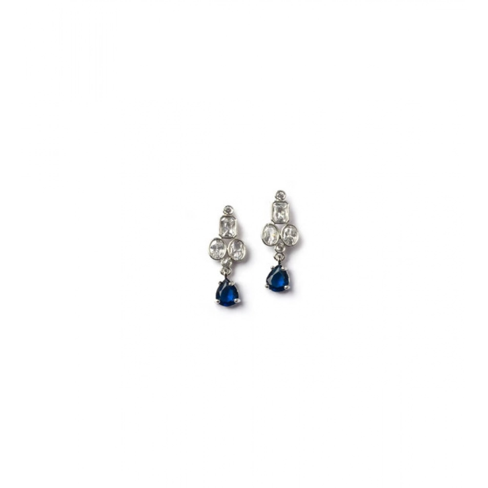 Women's Brass Silver Plated Necklace set (Blue) - Image 2