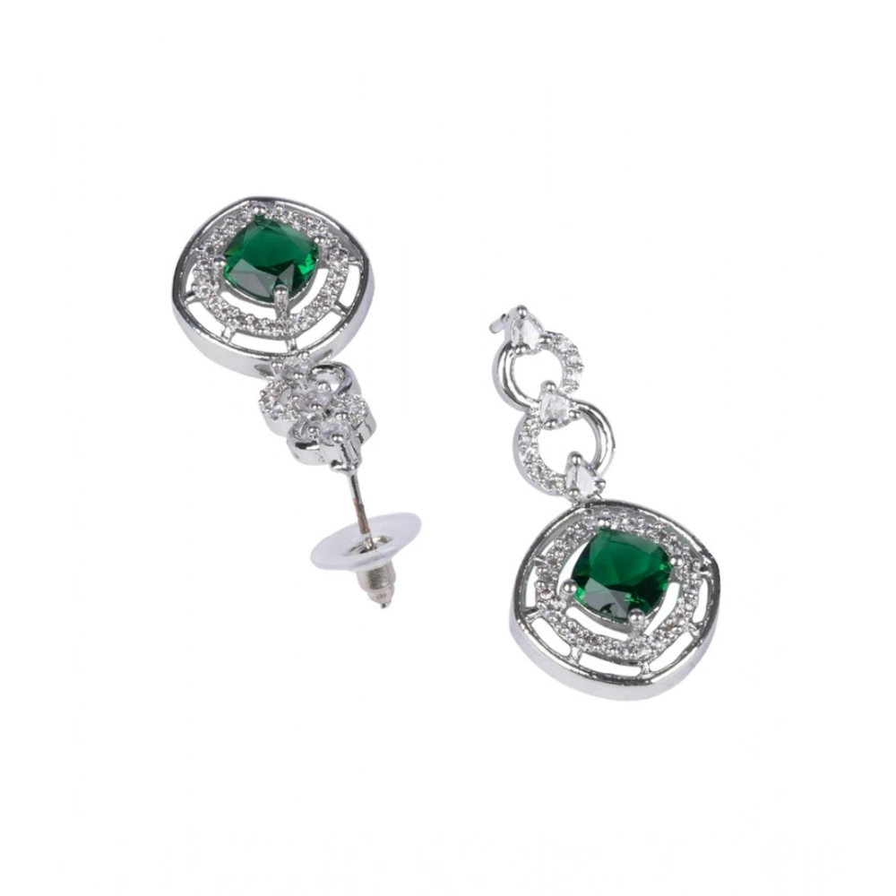 Women's Brass Silver Plated Necklace set (Green) - Image 2