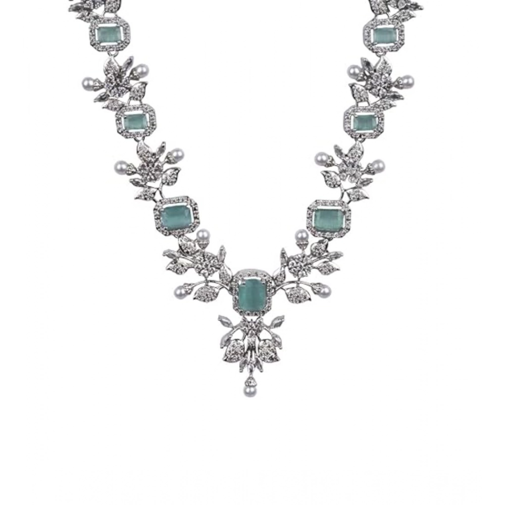 Women's Brass Silver Plated Necklace set (Turquoise) - Image 3