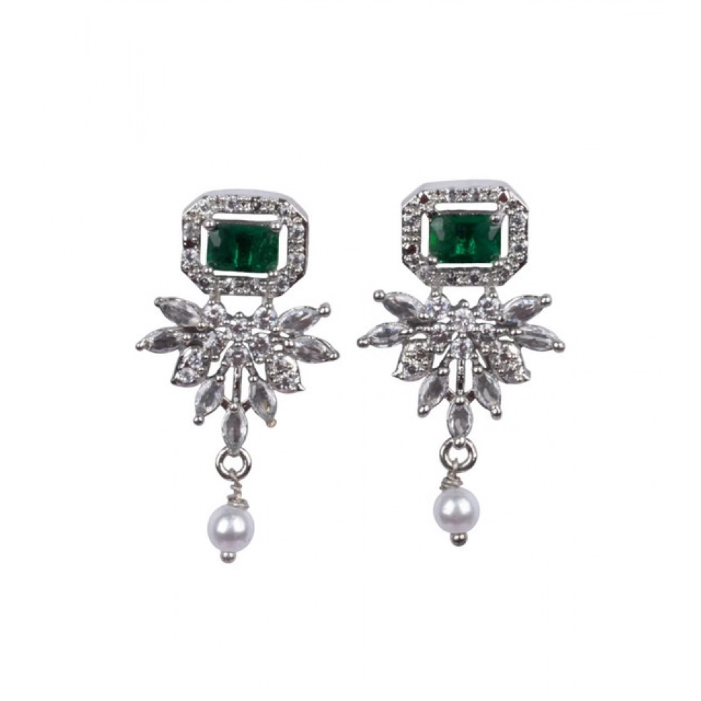 Women's Brass Silver Plated Necklace set (Green) - Image 2