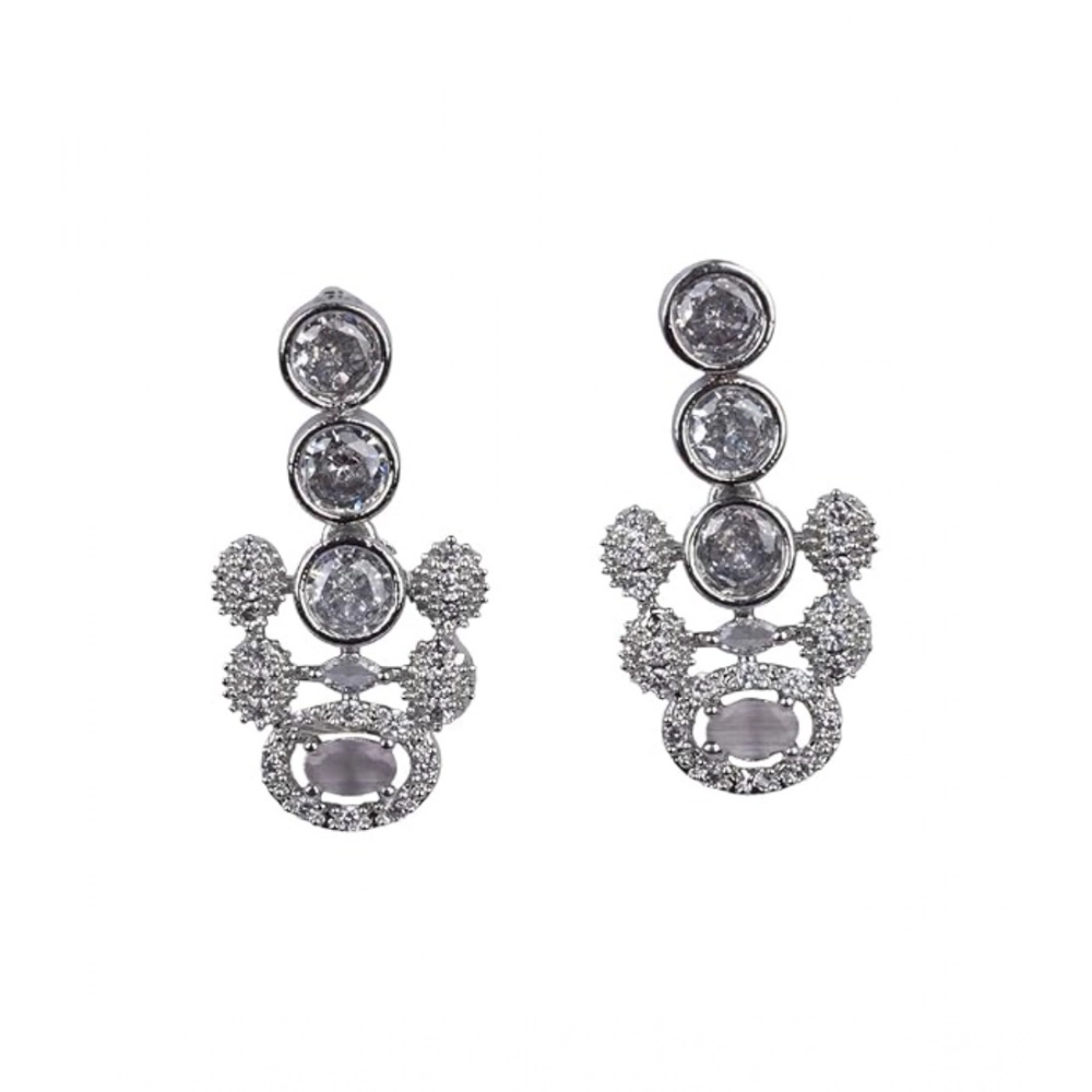 Women's Brass Silver Plated Necklace set (White) - Image 2