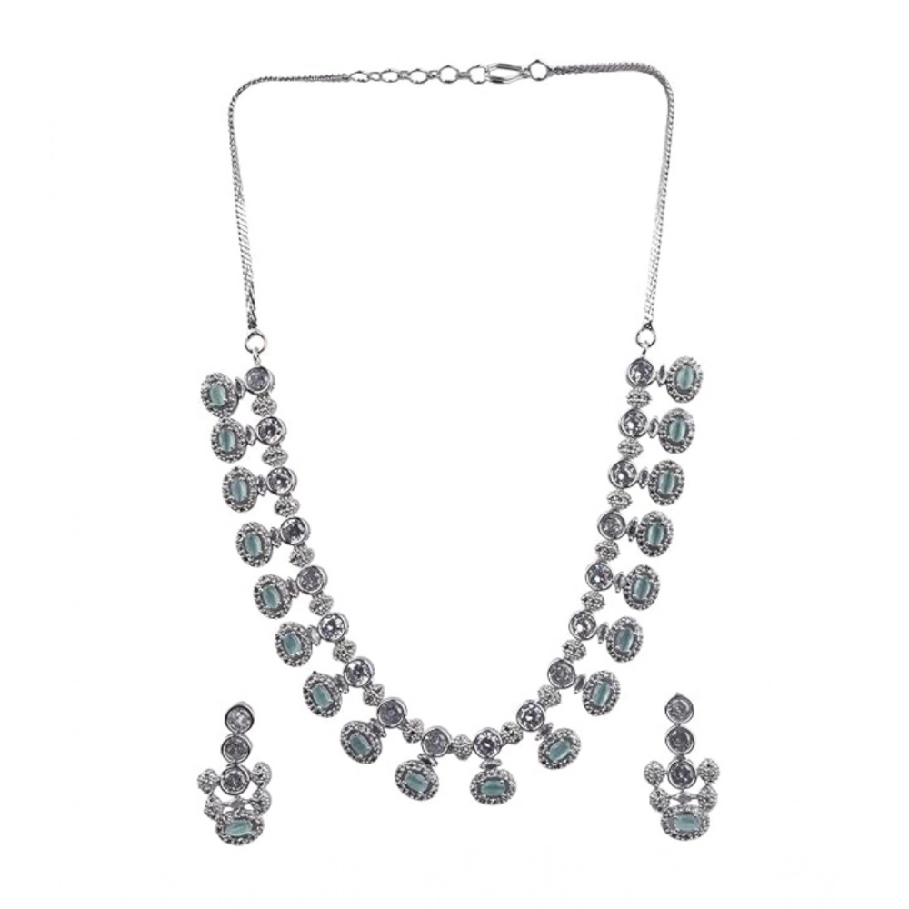 Women's Brass Silver Plated Necklace set (Turquoise) - Image 5