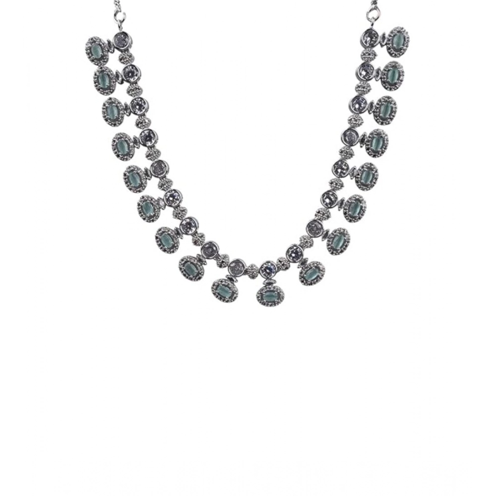 Women's Brass Silver Plated Necklace set (Turquoise) - Image 3