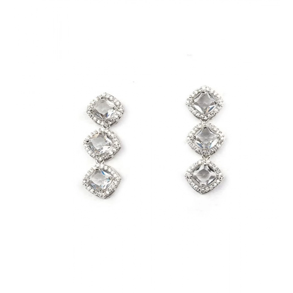 Women's Brass Silver Plated Necklace set (White) - Image 3