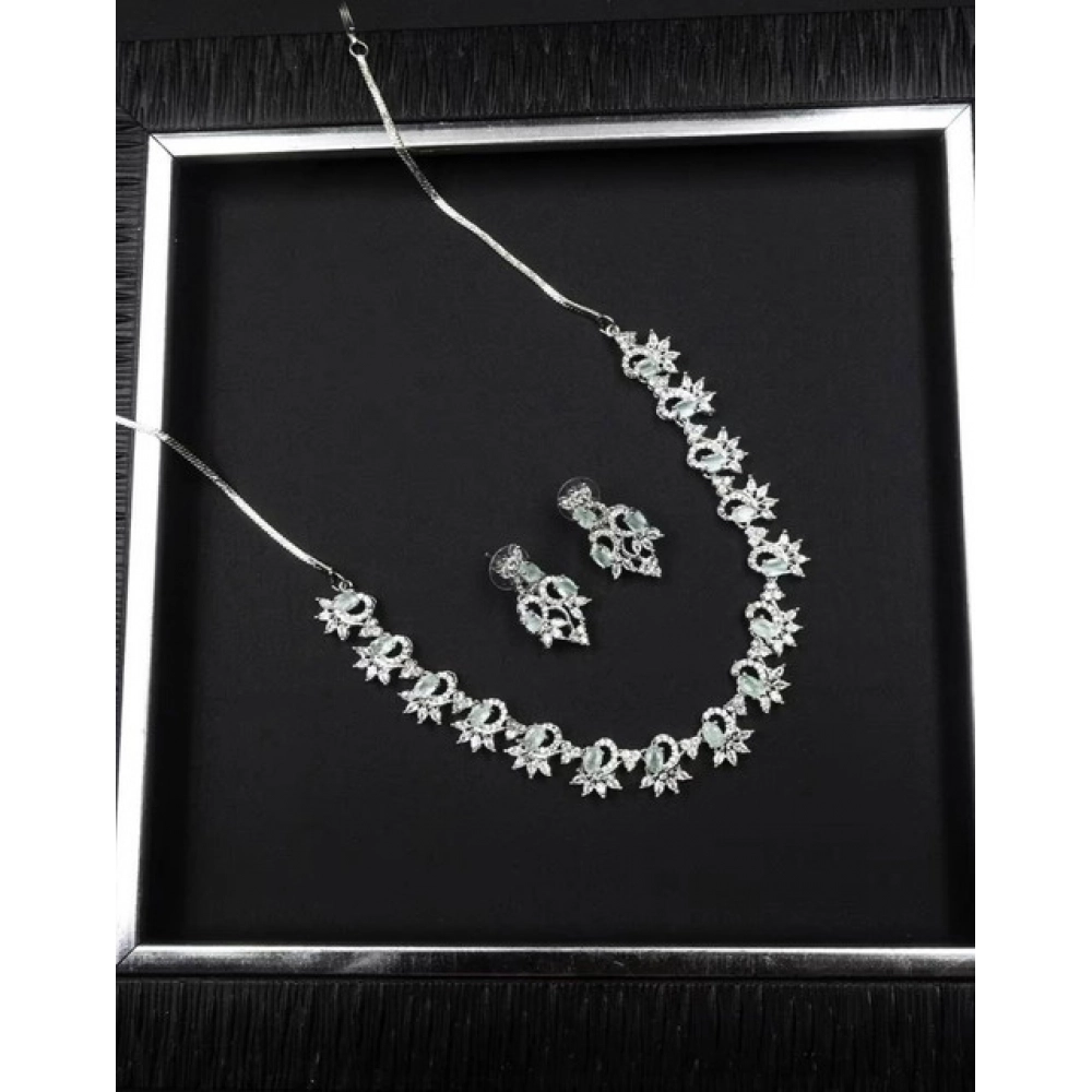 Women's Brass Silver Plated Necklace set (Turquoise) - Image 5