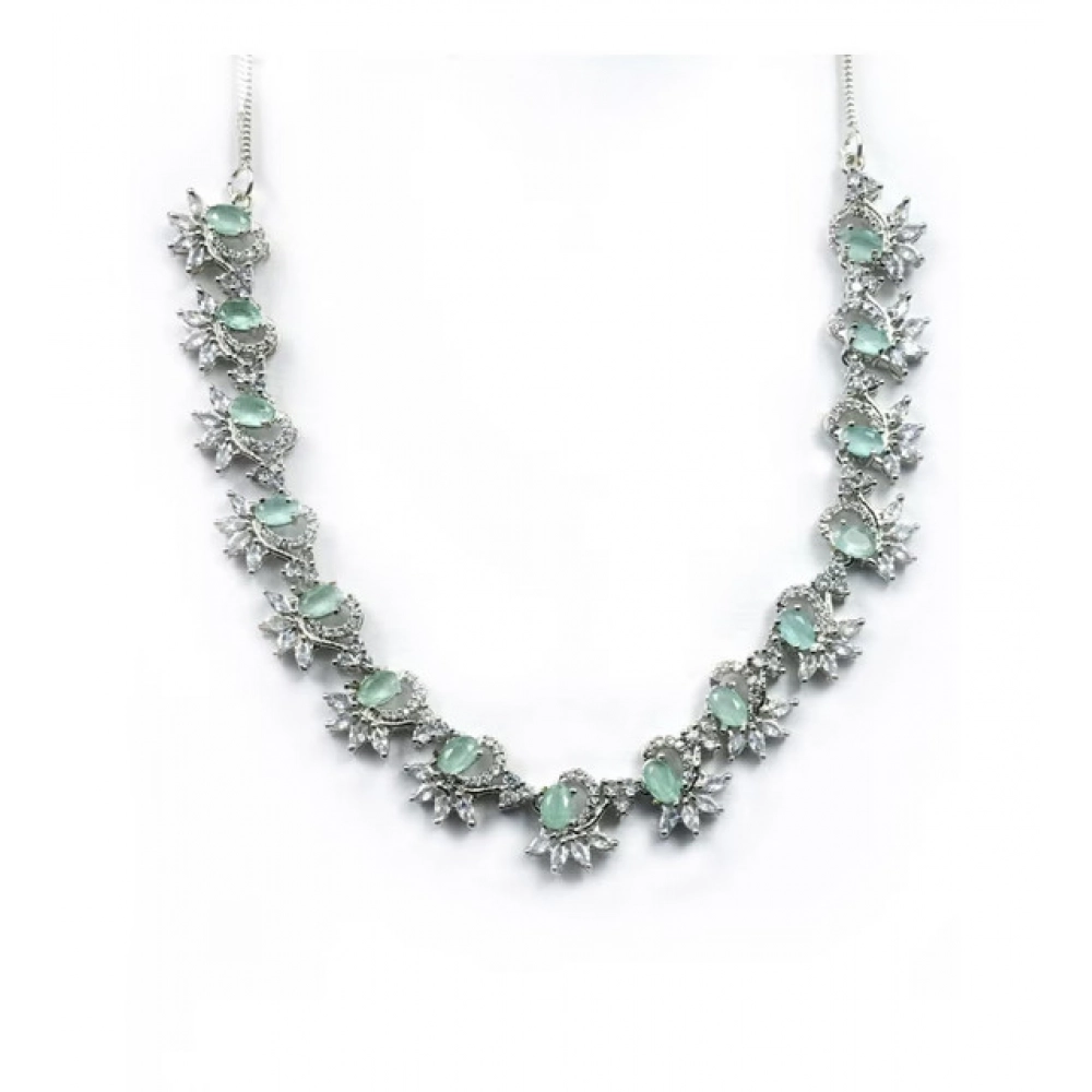 Women's Brass Silver Plated Necklace set (Turquoise) - Image 3