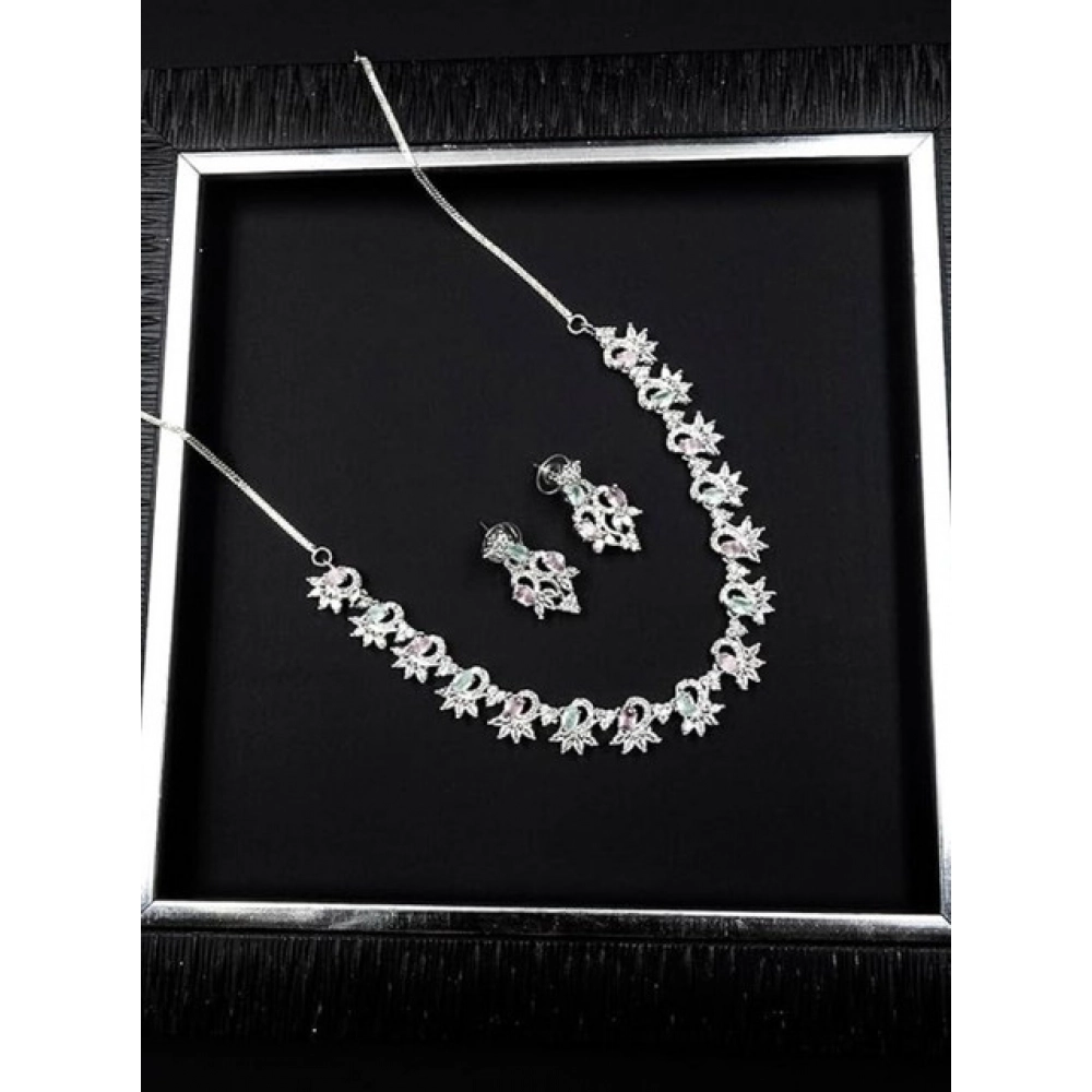Women's Brass Silver Plated Necklace set (Multicolor) - Image 5