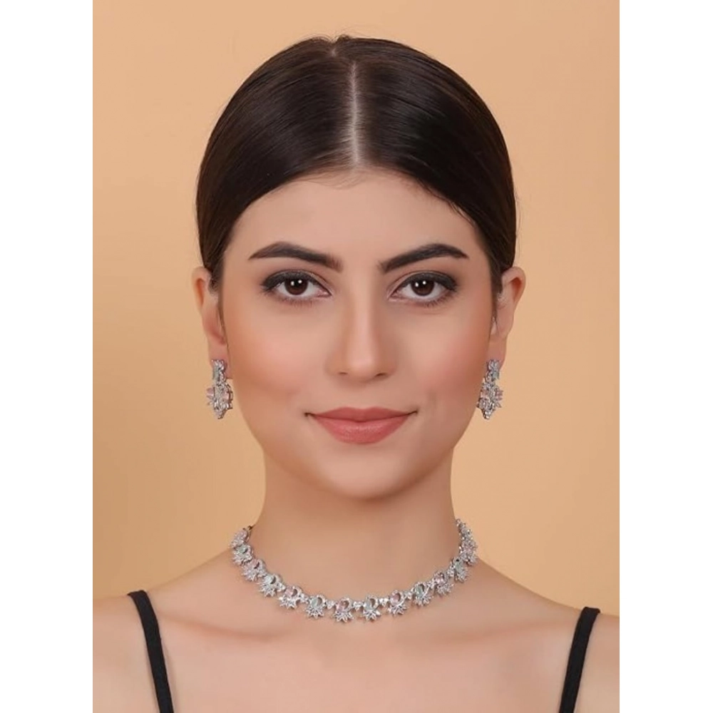 Women's Brass Silver Plated Necklace set (Multicolor) - Image 3