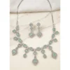 Women's Brass Silver Plated Necklace set (Turquoise)