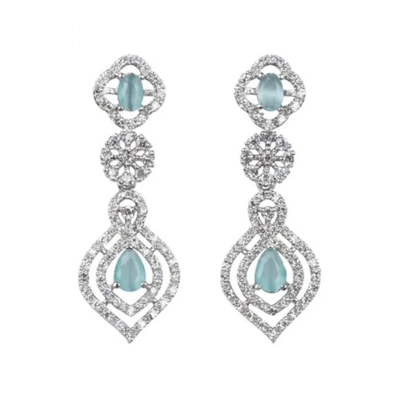 Alternative view of Women's Brass Silver Plated Necklace set (Turquoise)