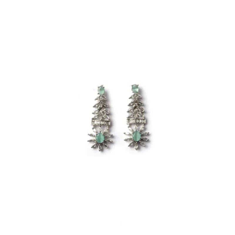 Alternative view of Women's Brass Silver Plated Necklace set (Turquoise)