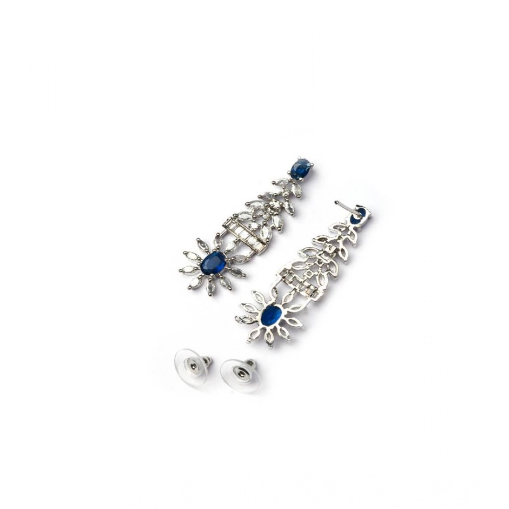 Women's Brass Silver Plated Necklace set (Blue) - Image 2