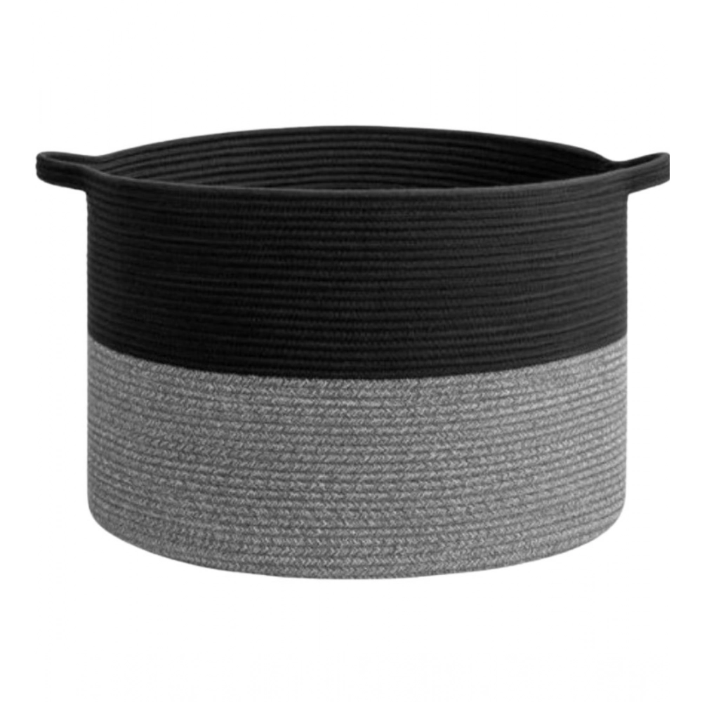 Cotton Pack Of_1 16x14 Inch Storage Basket For Clothes With Out Lid (Black-Black-Kidi) - Image 2