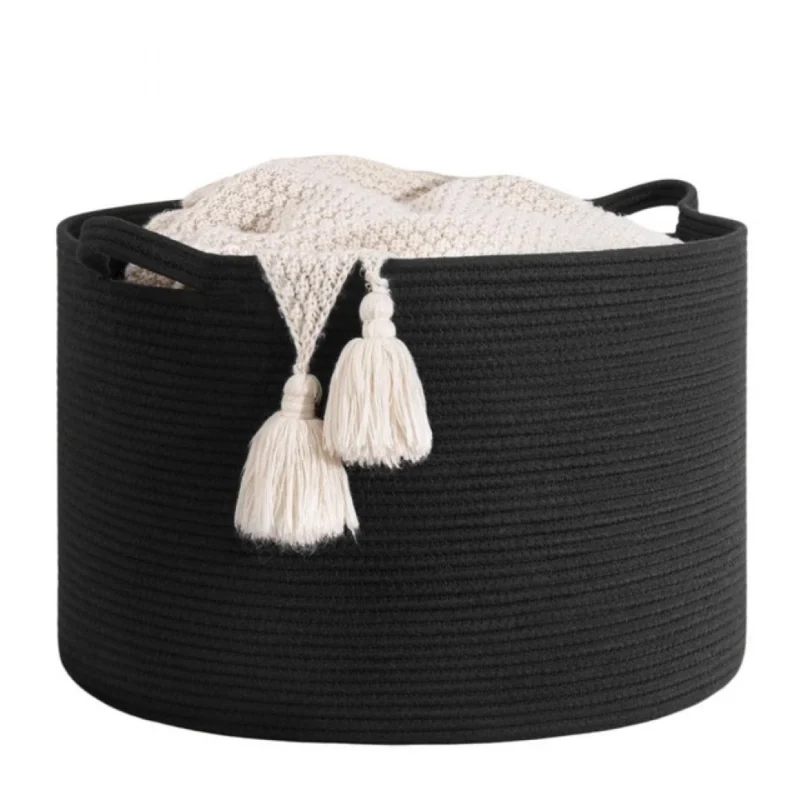 Alternative view of Cotton Basket 14x12 Inch Storage Basket For Clothes With Out Lid (Black)