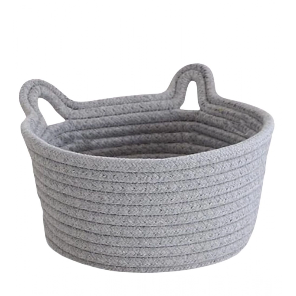 Cotton Pack Of_1 Plain Cat Basket 9x5 Inch (Grey) - Image 3