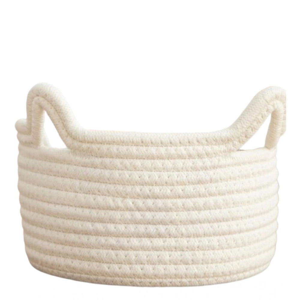 Cotton Pack Of_1 Cat Basket 8x4 Inch Storage Basket For Clothes (White) - Image 2