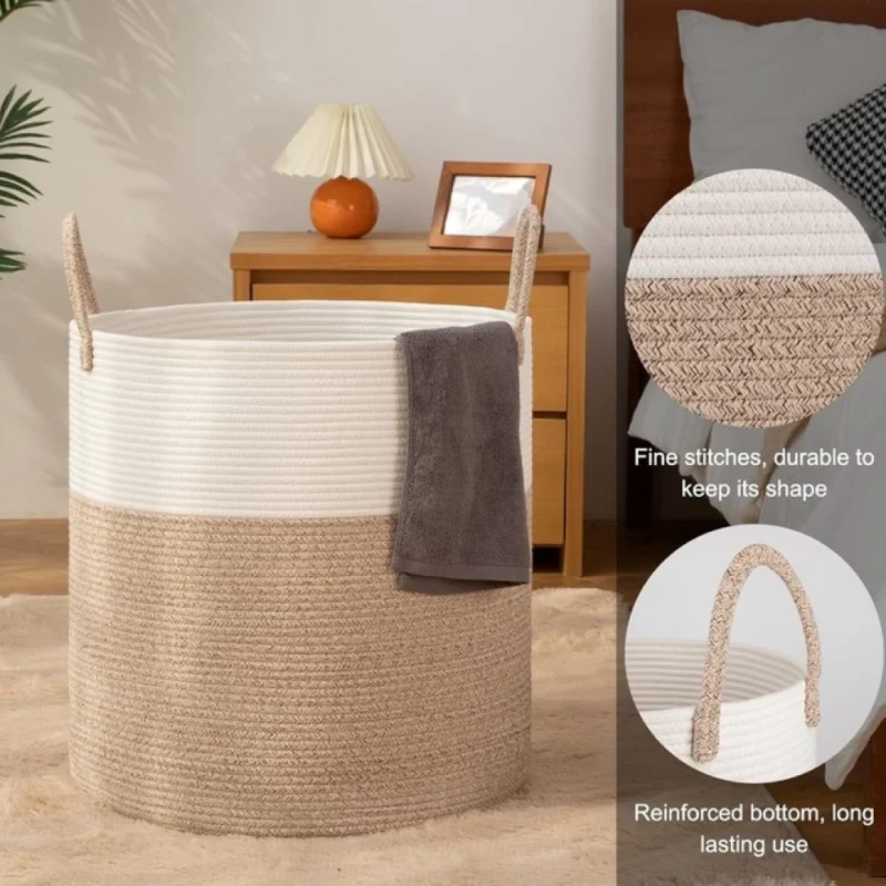 Alternative view of Cotton 12x14 Inch-Kidi-Handle Storage Basket For Clothes With Out Lid (Kidi-White)
