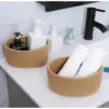 Cotton 8x3 Inch Round 2 Set Bedside Organizer With Out Lid (Beige)