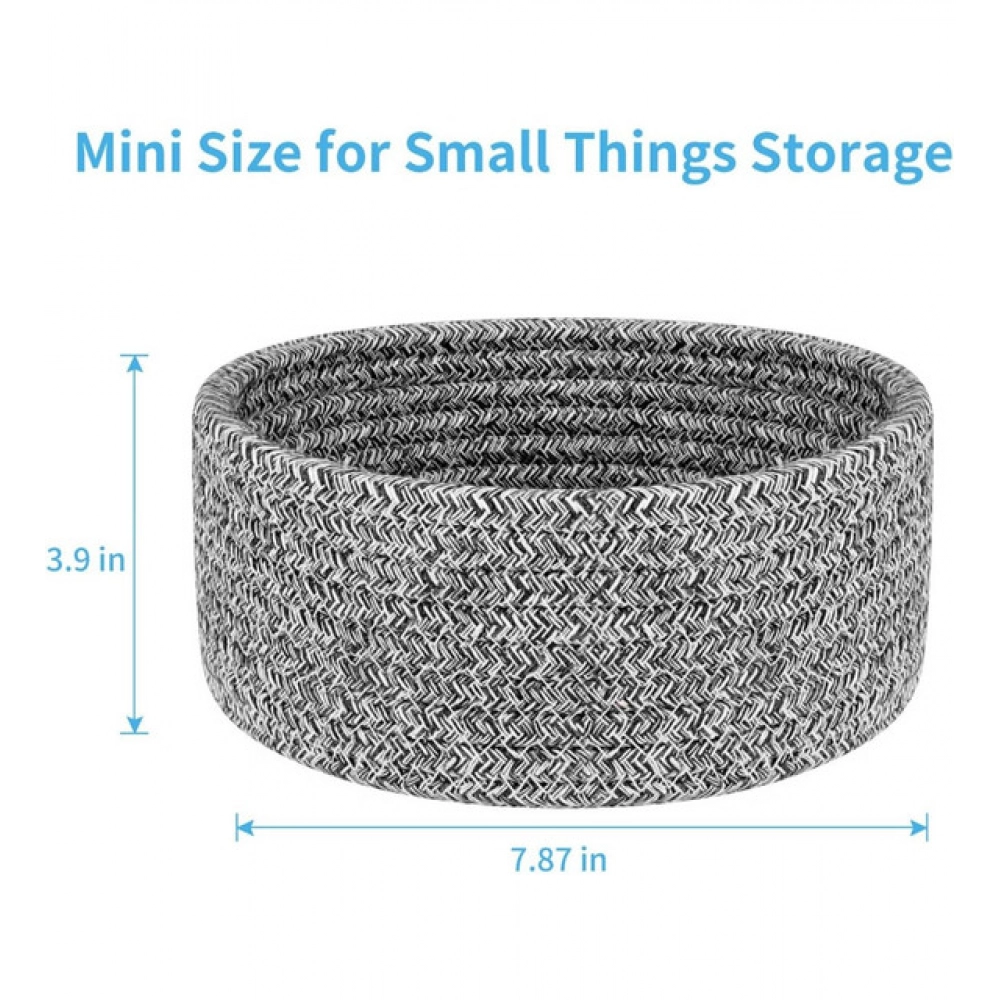 Cotton 8x3 Inch Kidi Round 1 Pcs Bedside Organizer With Out Lid (Black) - Image 3