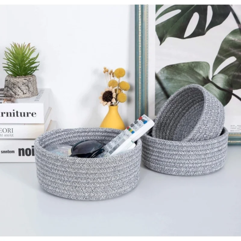 Alternative view of Cotton 8x3 Inch Kidi Round 3 Set Bedside Organizer With Out Lid (Gray)