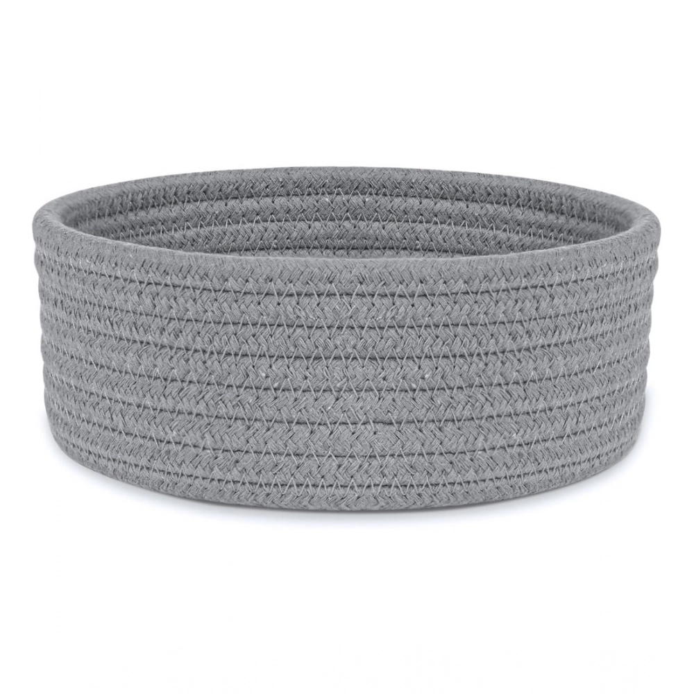Cotton 8x3 Inch Round 1 Pcs Bedside Organizer With Out Lid (Gray) - Image 2