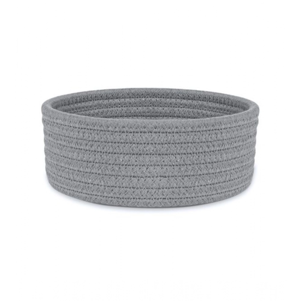 Cotton 8x3 Inch Round 1 Pcs Bedside Organizer With Out Lid (Gray) - Image 3