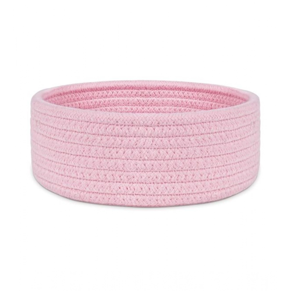 Cotton 8x3 Inch Round 1 Pcs Bedside Organizer With Out Lid (Pink) - Image 2