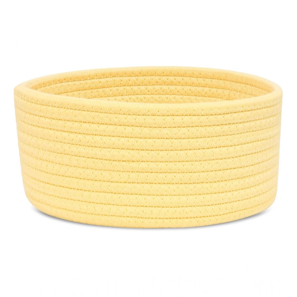 Cotton 8x3 Inch Round 1 Pcs Bedside Organizer With Out Lid (Yellow) - Image 4