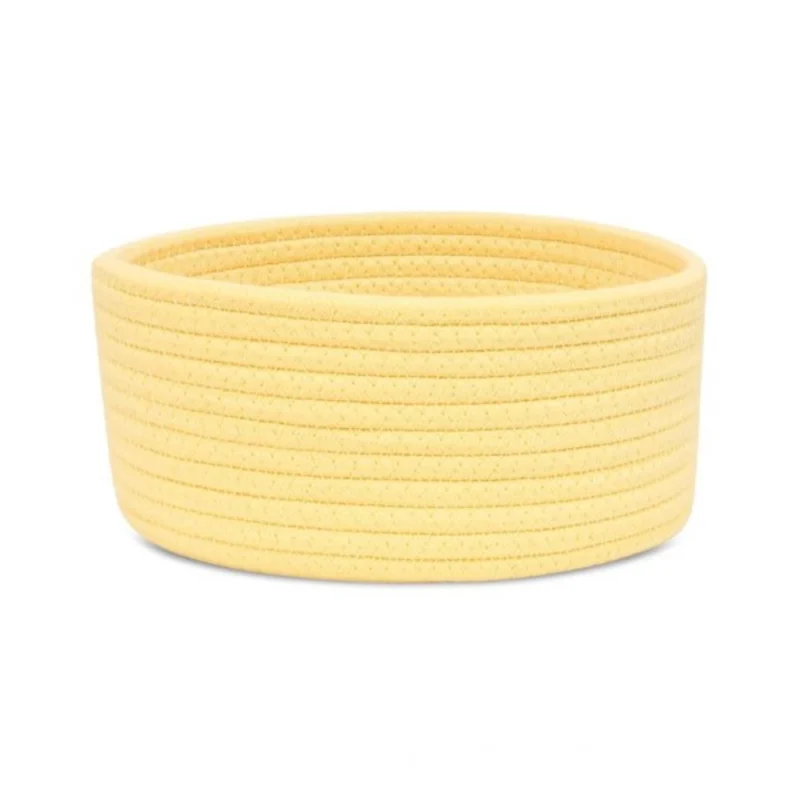 Cotton 8x3 Inch Round 1 Pcs Bedside Organizer With Out Lid (Yellow)