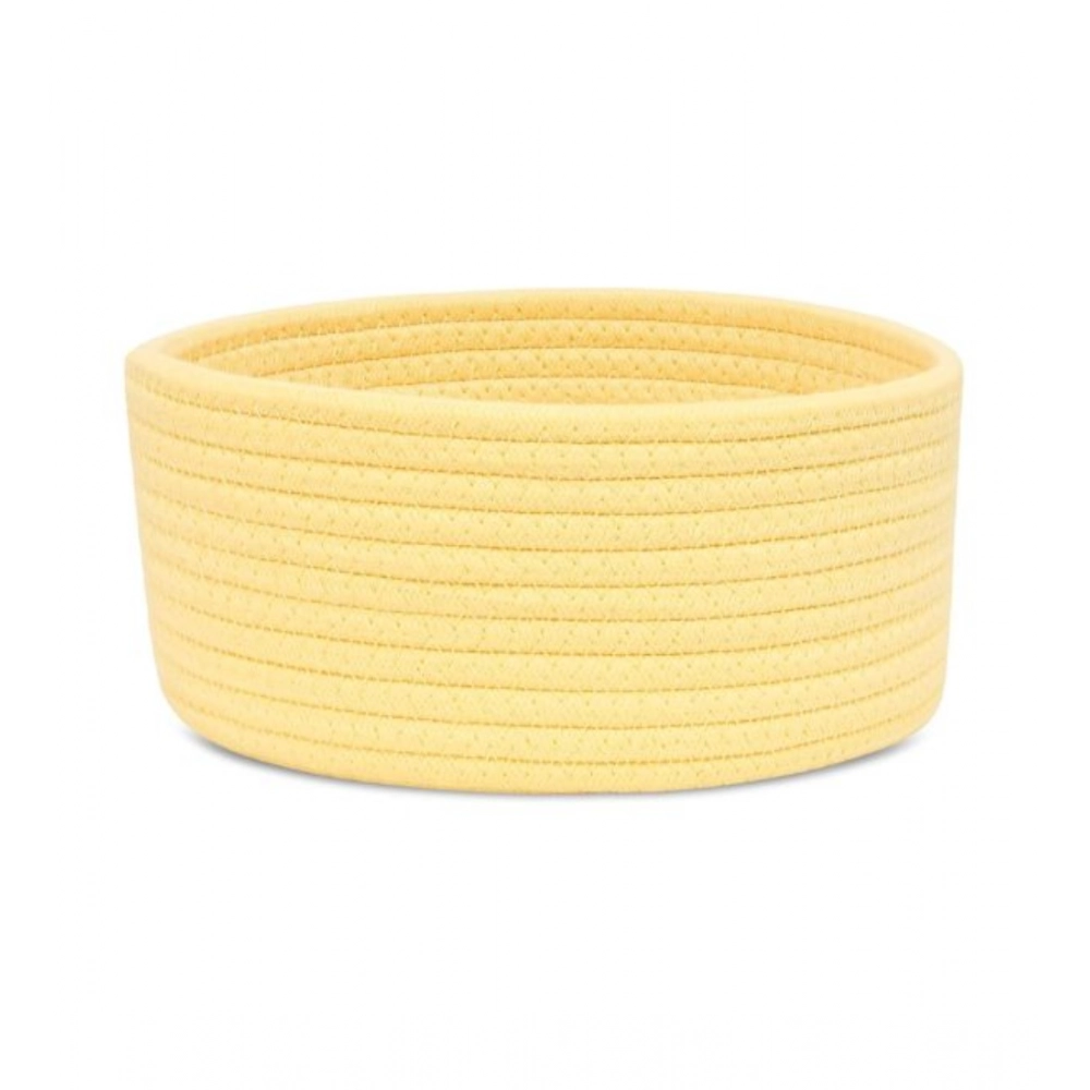 Cotton 8x3 Inch Round 1 Pcs Bedside Organizer With Out Lid (Yellow)