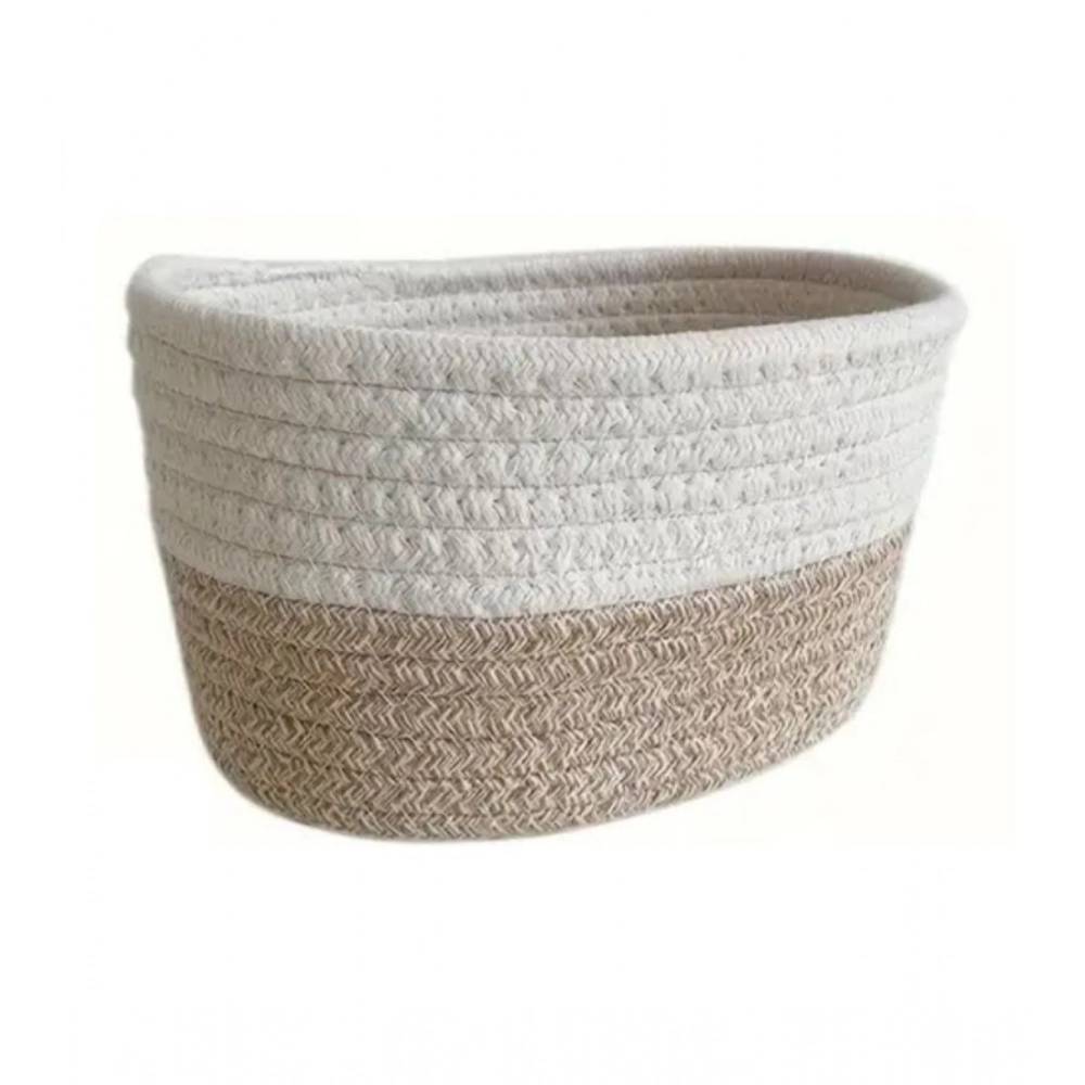 Cotton Pack Of_1 Bathroom Storage Basket For Clothes (White) - Image 3