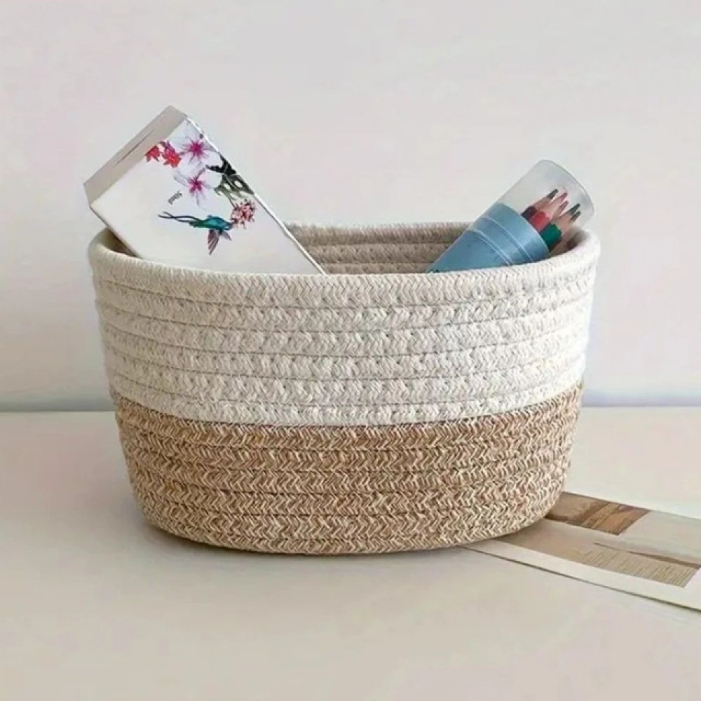 Cotton Pack Of_1 Bathroom Storage Basket For Clothes (White) - Image 2