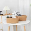 Cotton 2 Pcs 10x7x4 Inch Oval Storage Basket For Clothes (Beige)