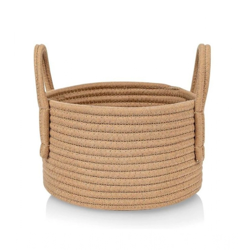 Cotton Pack Of_1 Basket 7x5 Inch Storage Basket For Clothes (Beige) - Image 3