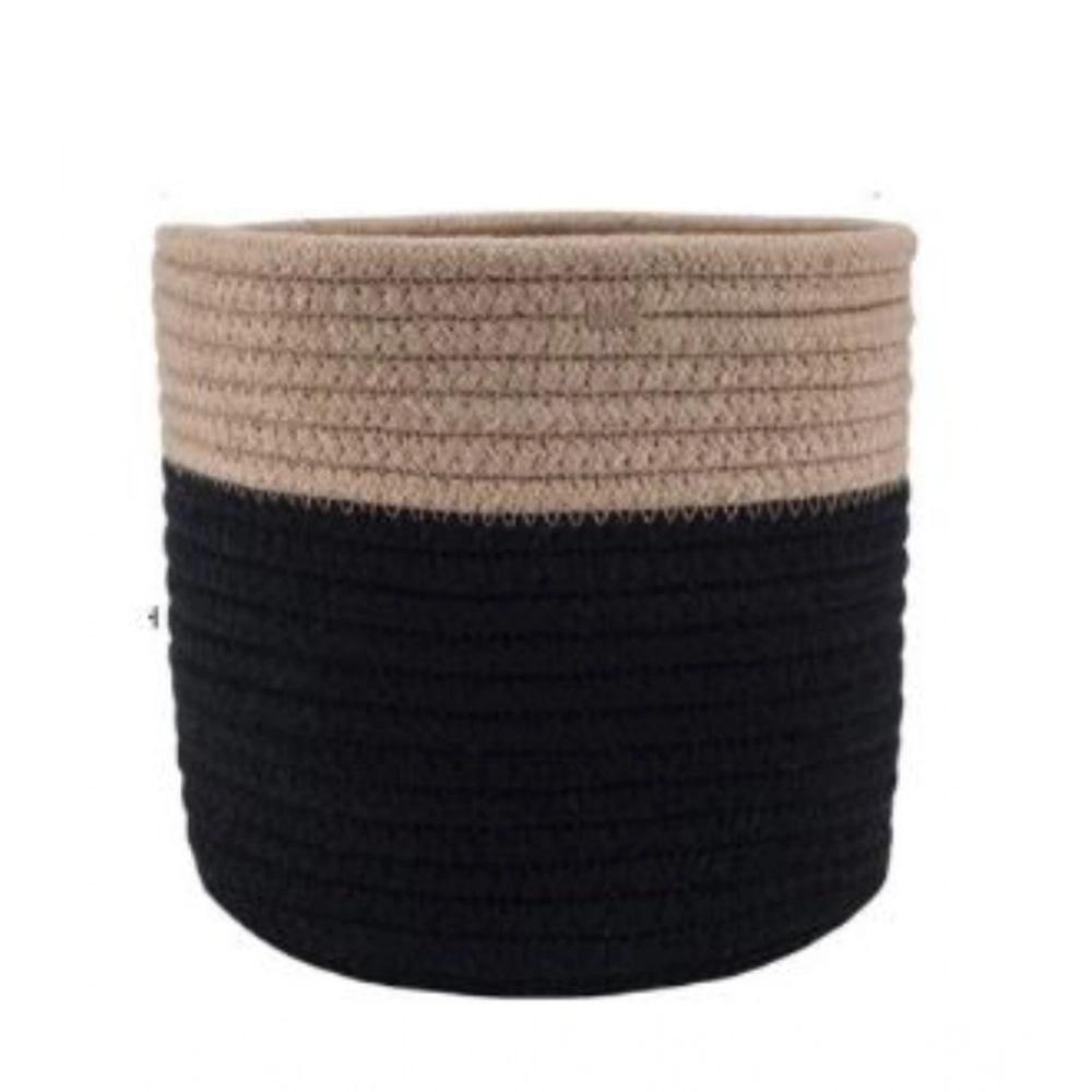 Cotton Flower Pot With Out Lid (Beige-Black) - Image 4