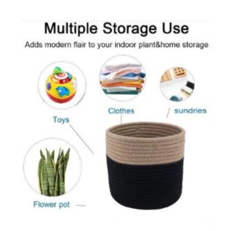Alternative view of Cotton Flower Pot With Out Lid (Beige-Black)