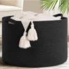 Cotton Basket 14x12 Inch Storage Basket For Clothes With Out Lid (Black)