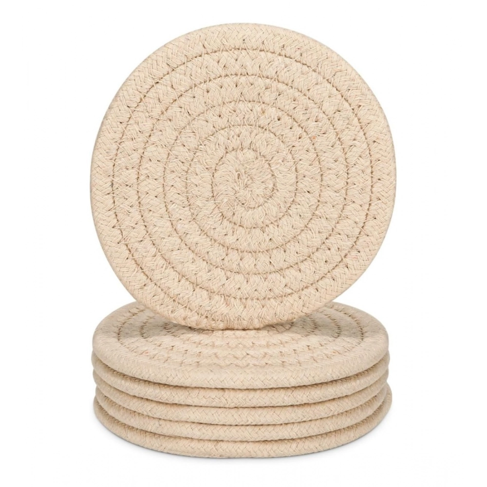 Cotton Rope Drink Coasters 6 Pcs Set (Cream) - Image 4