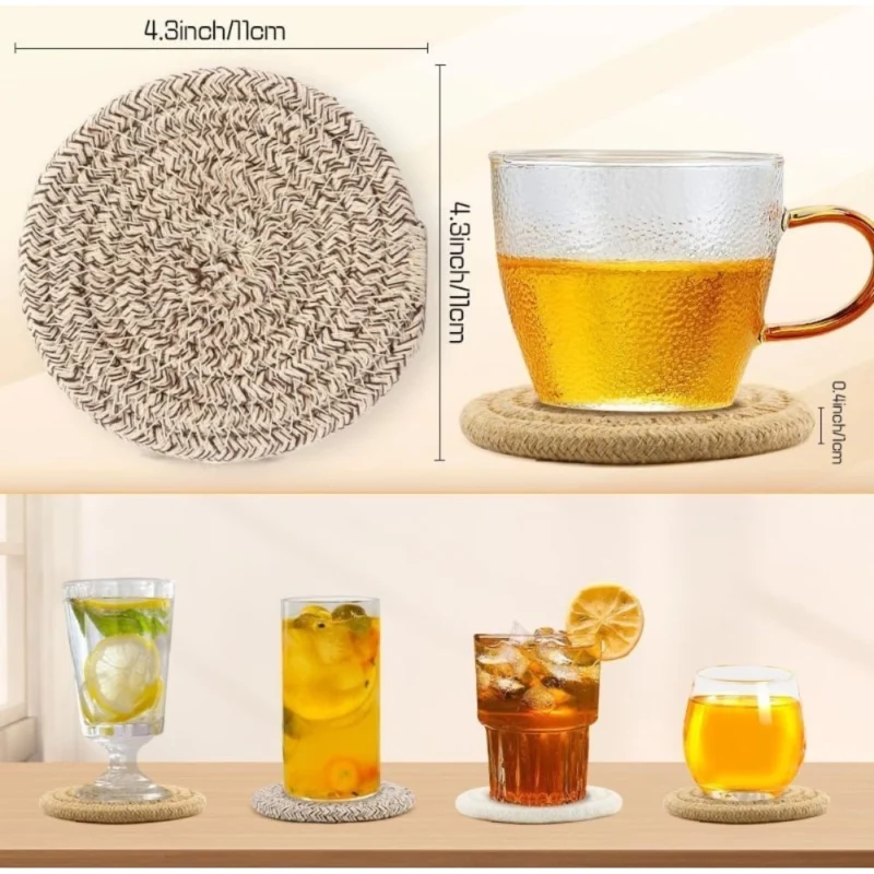 Alternative view of Cotton Rope Drink Coasters 6 Pcs Set (Mix)