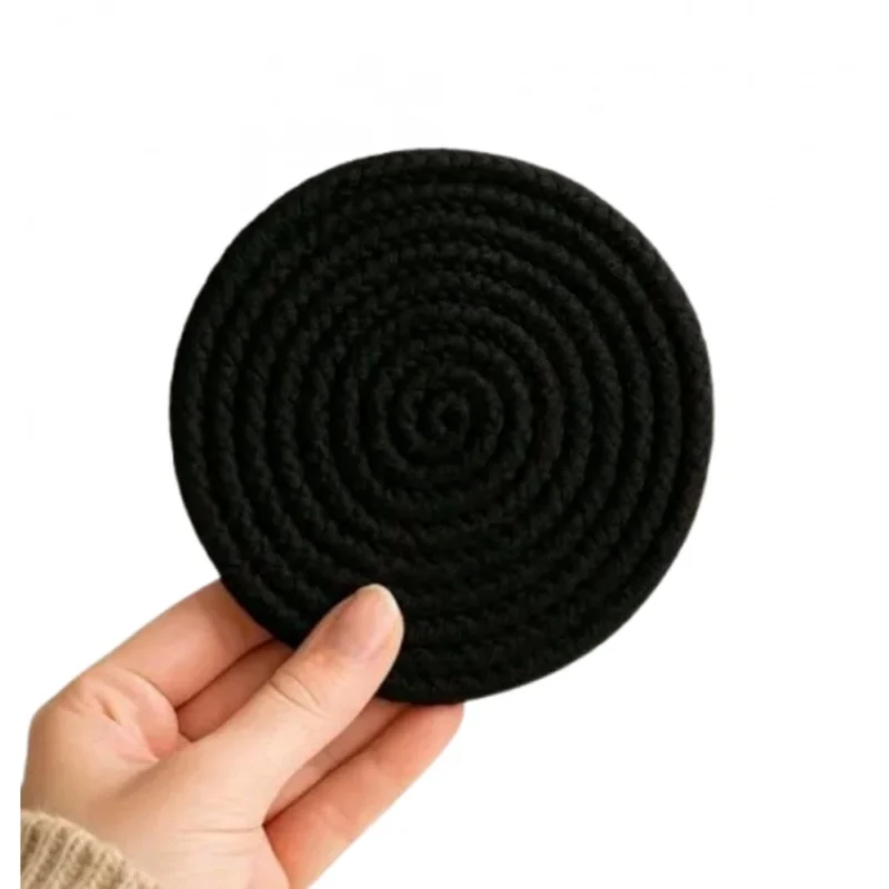 Alternative view of Cotton Rope Drink Coasters 6 Pcs Set (Black)