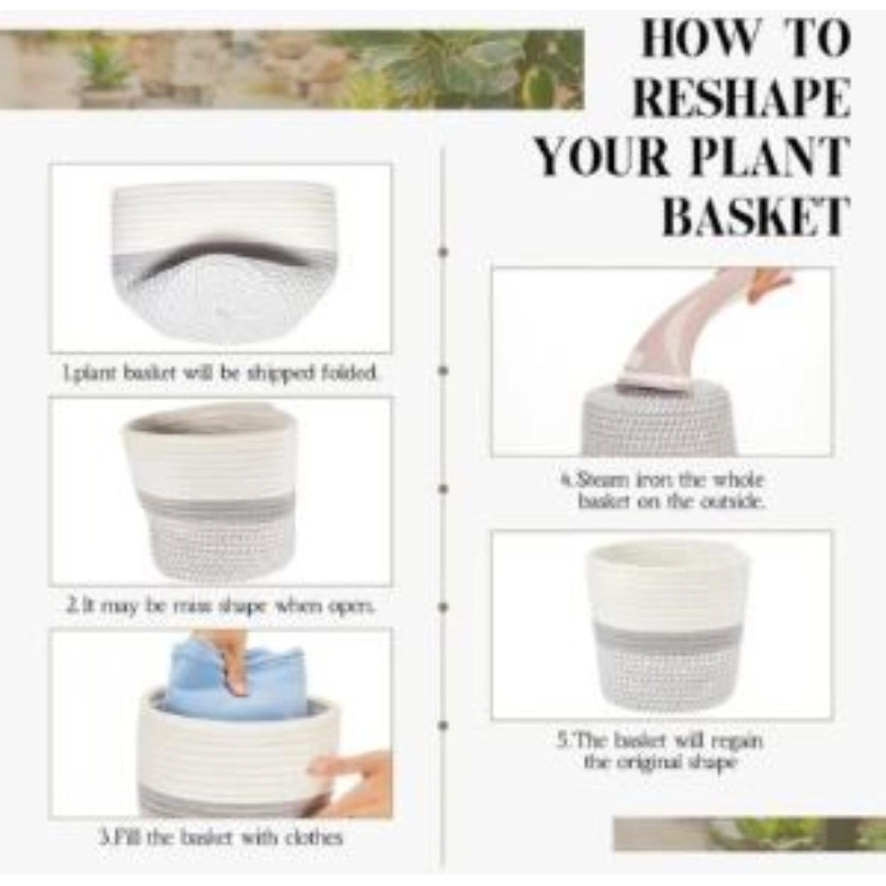 Cotton Flower Pot With Out Lid (Gray-White) - Image 2