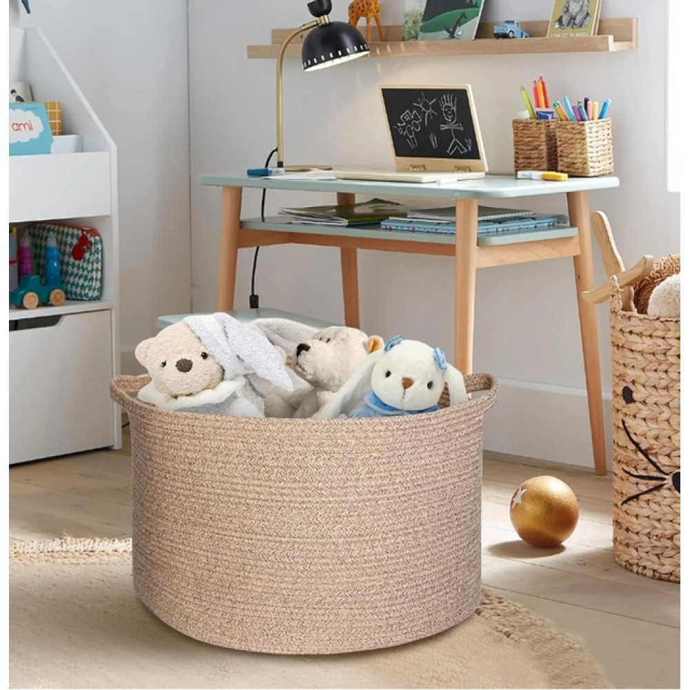 Cotton Pack Of_1 14x12 Inch Storage Basket For Clothes With Out Lid (Kidi) - Image 3