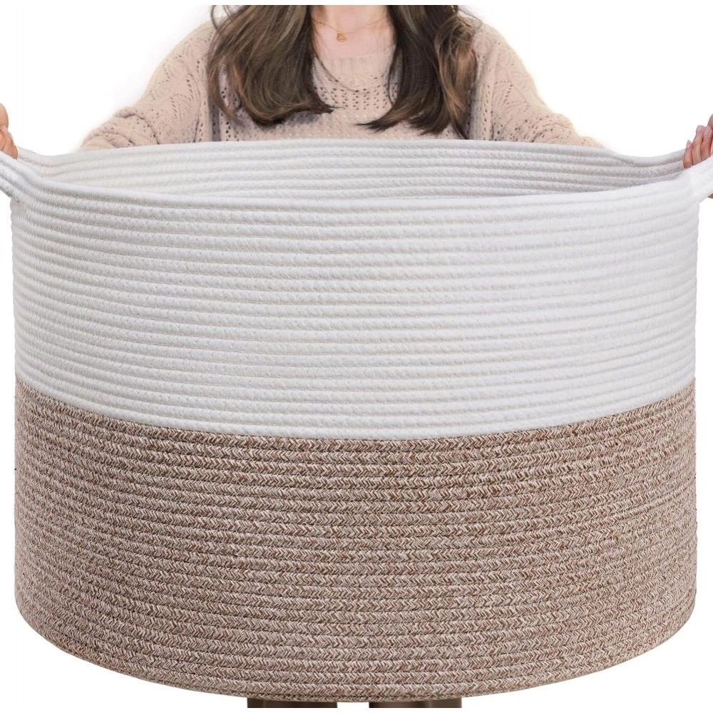 Cotton Pack Of_1 16x14 Inch Storage Basket For Clothes With Out Lid (Kidi-White) - Image 4