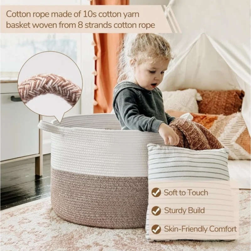 Alternative view of Cotton Pack Of_1 16x14 Inch Storage Basket For Clothes With Out Lid (Kidi-White)