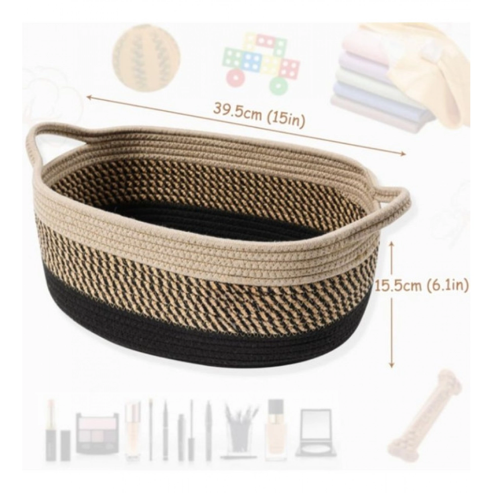 Cotton Pack Of_1 Baby Basket 15x6 Inch Storage Basket For Clothes (Brown) - Image 2
